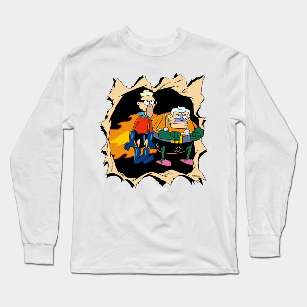 Mermaid Man and Barnacle Boy break the fourth wall Long Sleeve T-Shirt by svthyp